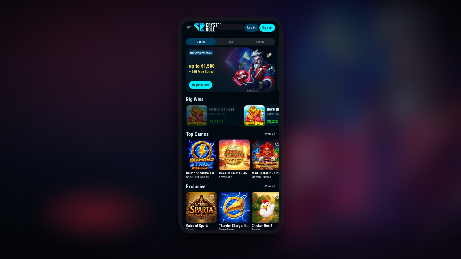 Hoe log je in bij Crystalroll Casino?